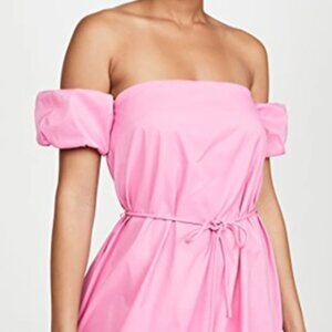 Staud Ash Off-the-shoulder Gathered Shell Mini Dress in Pink in Size 12. NWOT.